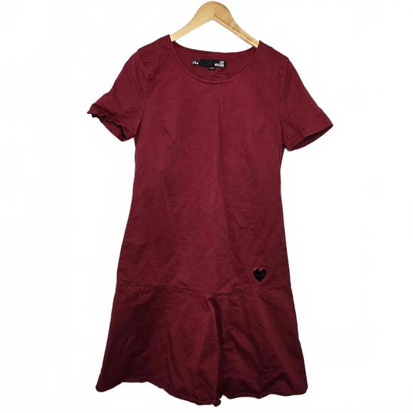 Love Moschino Dresses & Skirts - Love Moschino Dress Size 10 Red Cotton Short Sleeve Flare Drop Hem Casual